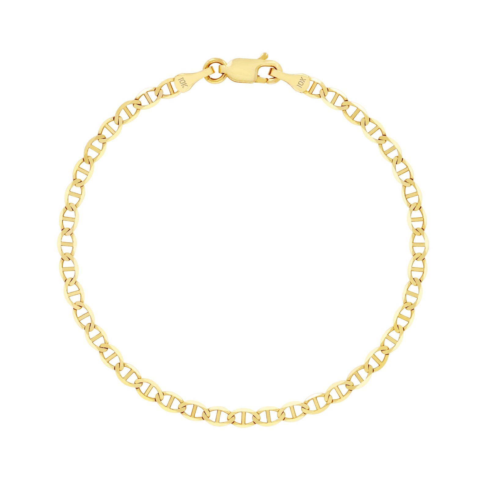 10K Yellow Gold Solid Womens 2.5mm Mariner Anchor Chain Bracelet Anklet 7″ 8″ 9″