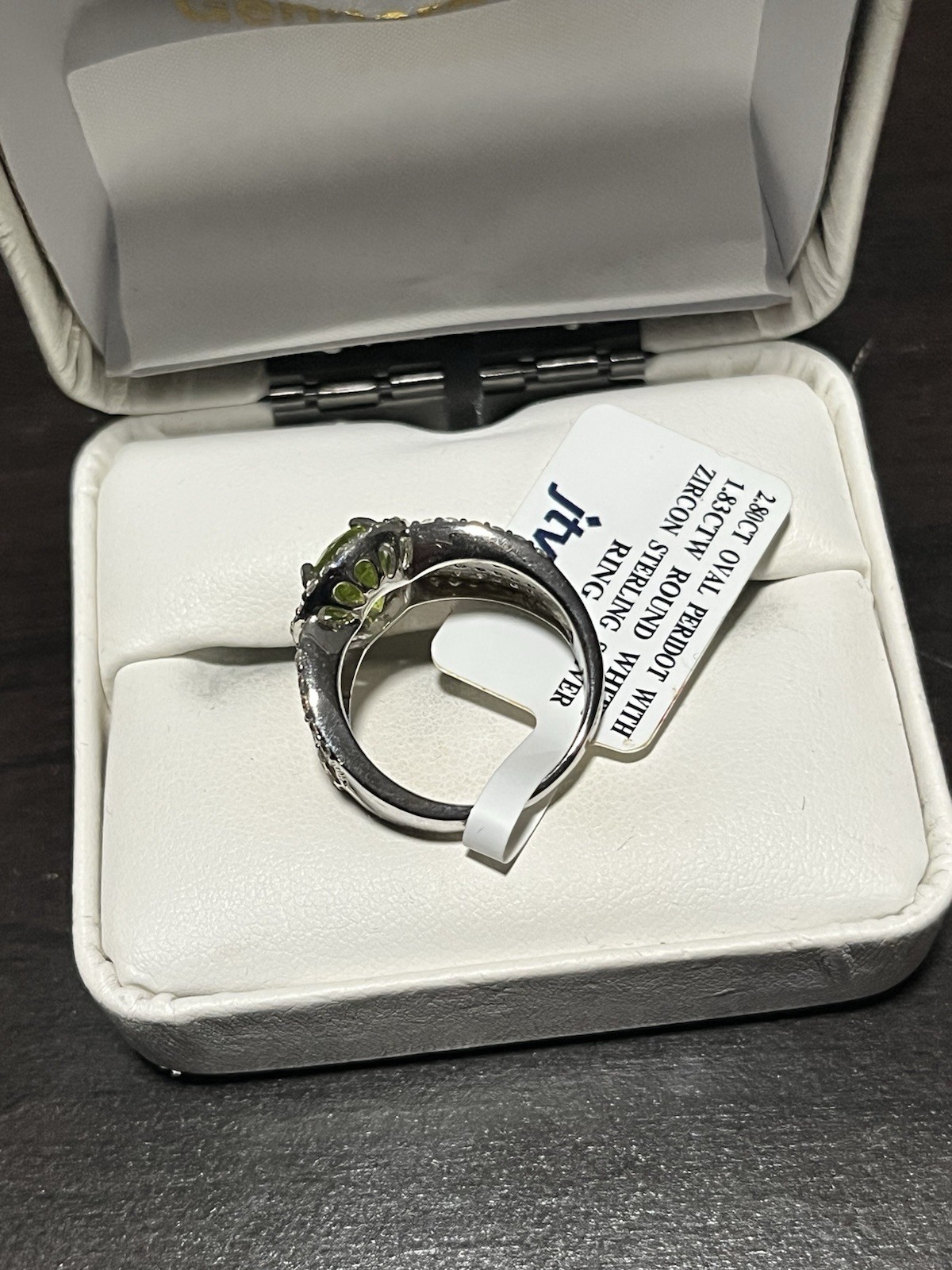JTV 2.80ct Oval Peridot & 1.83ctw White Zircon Ring Sterling Silver 925 Size 6