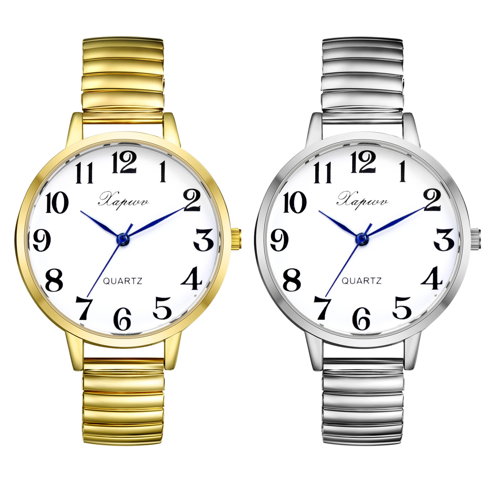 Women’s Elderly Easy to Read Watch Ultra Thin Elastic Strap Quartz Wristwatches