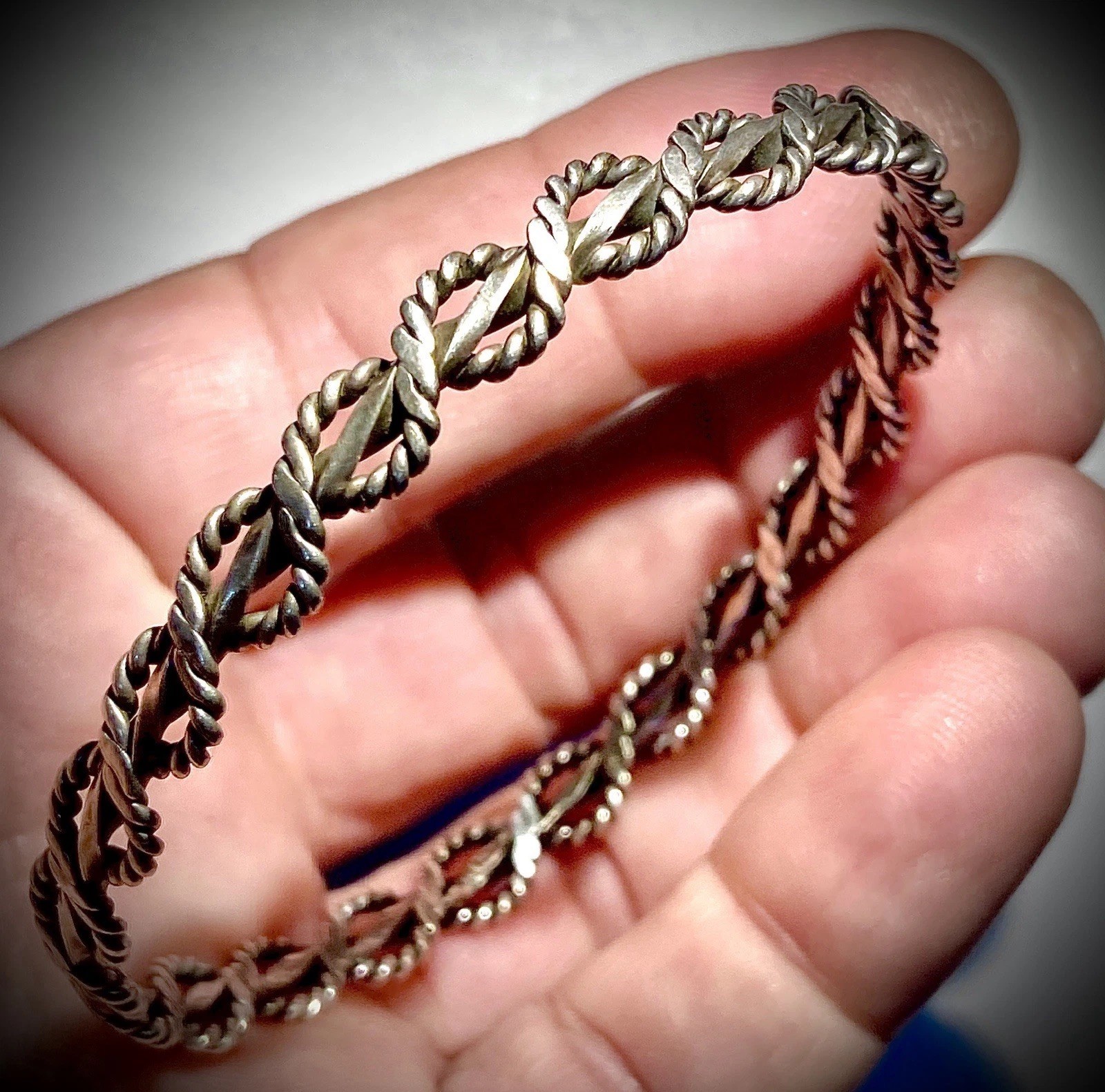 Bangle Bracelet Sterling 925 Silver Braided Rope 16 Grams 2 1/8 In Diameter m002