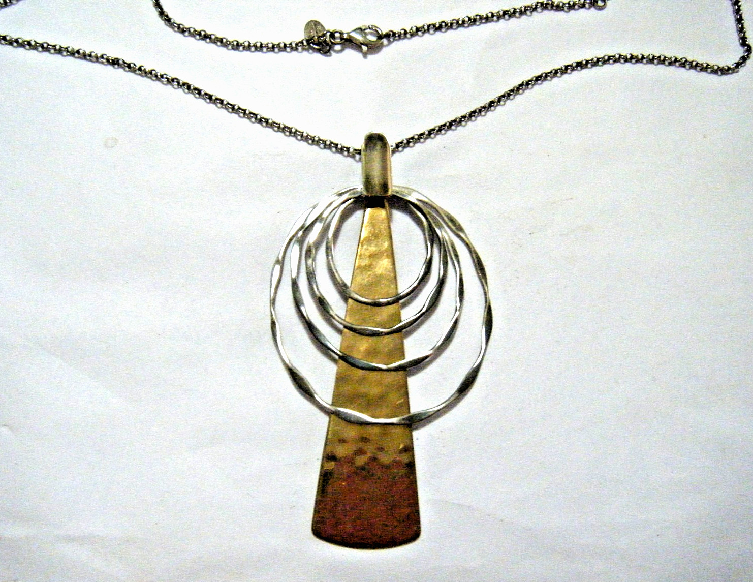 Vintage RLM Studio Hammered Geometric Sterling Brass Robert Lee Morris Necklace