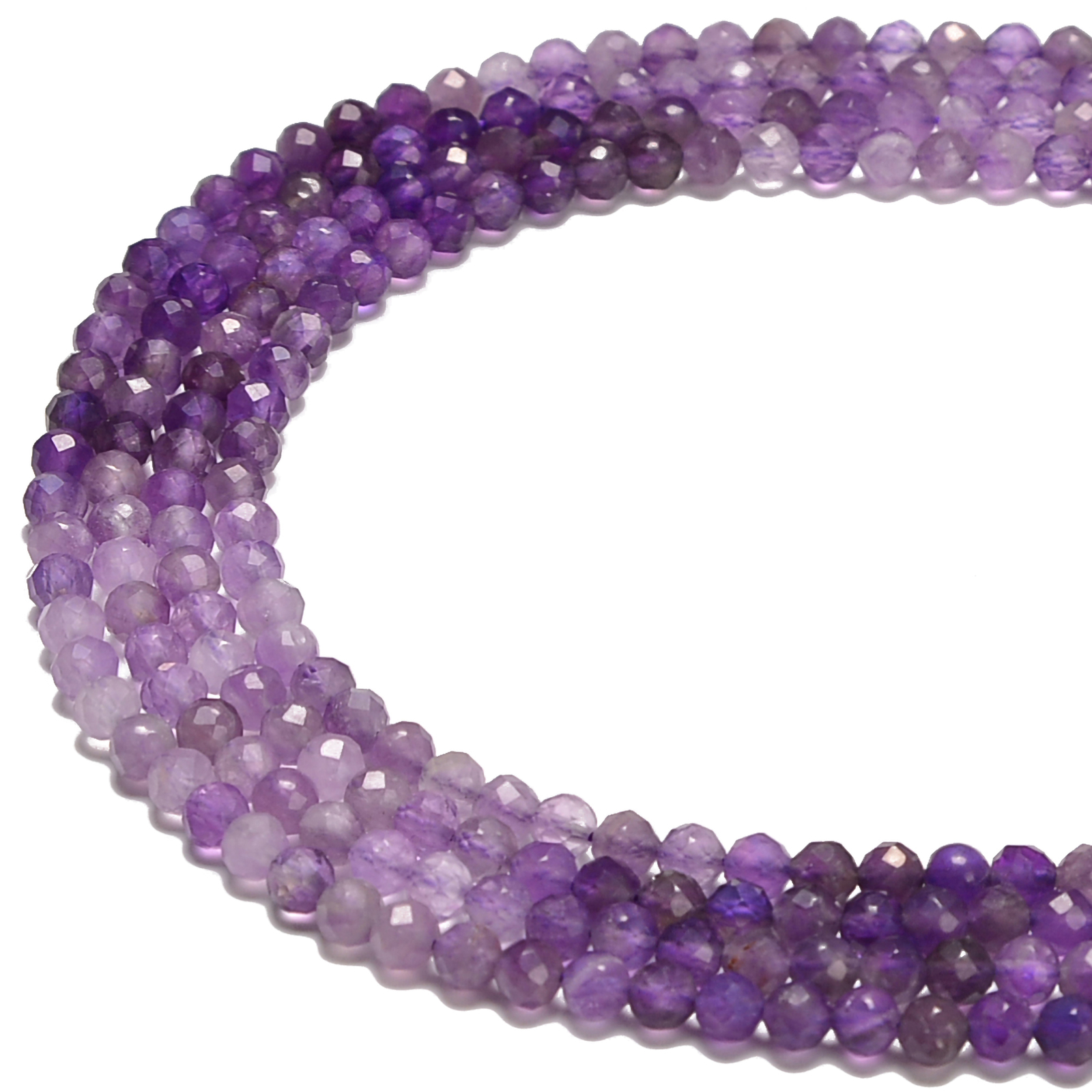 Natural Gradient Amethyst Faceted Round Beads Size 4mm 15.5” Strand (4mm)