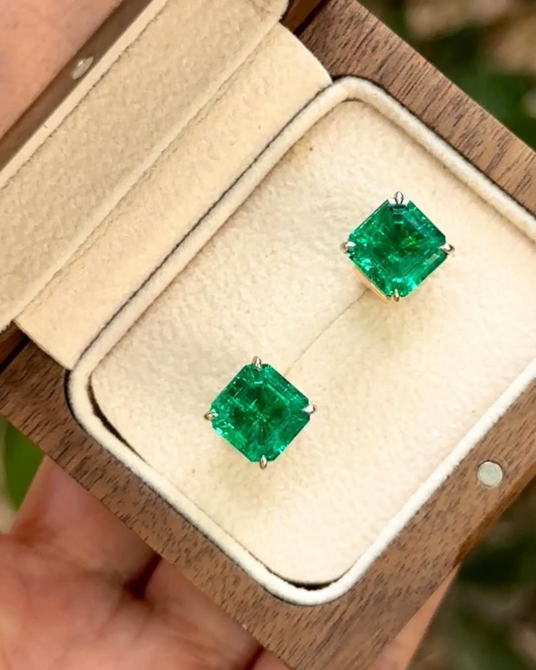 Stud Emerald Earrings 14k Yellow Gold Natural Zambian Emerald Stud Earrings