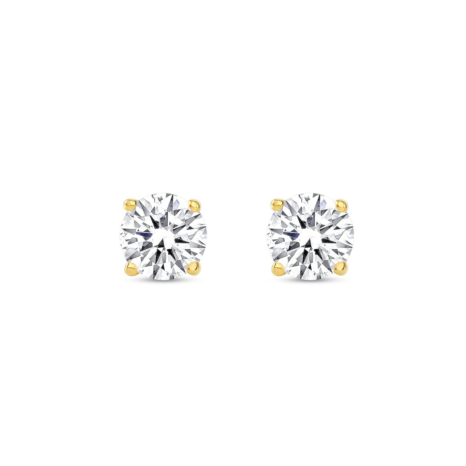 1.50 Ct Round 14K Yellow Gold Created Diamond Earrings Studs Basket Screw Back