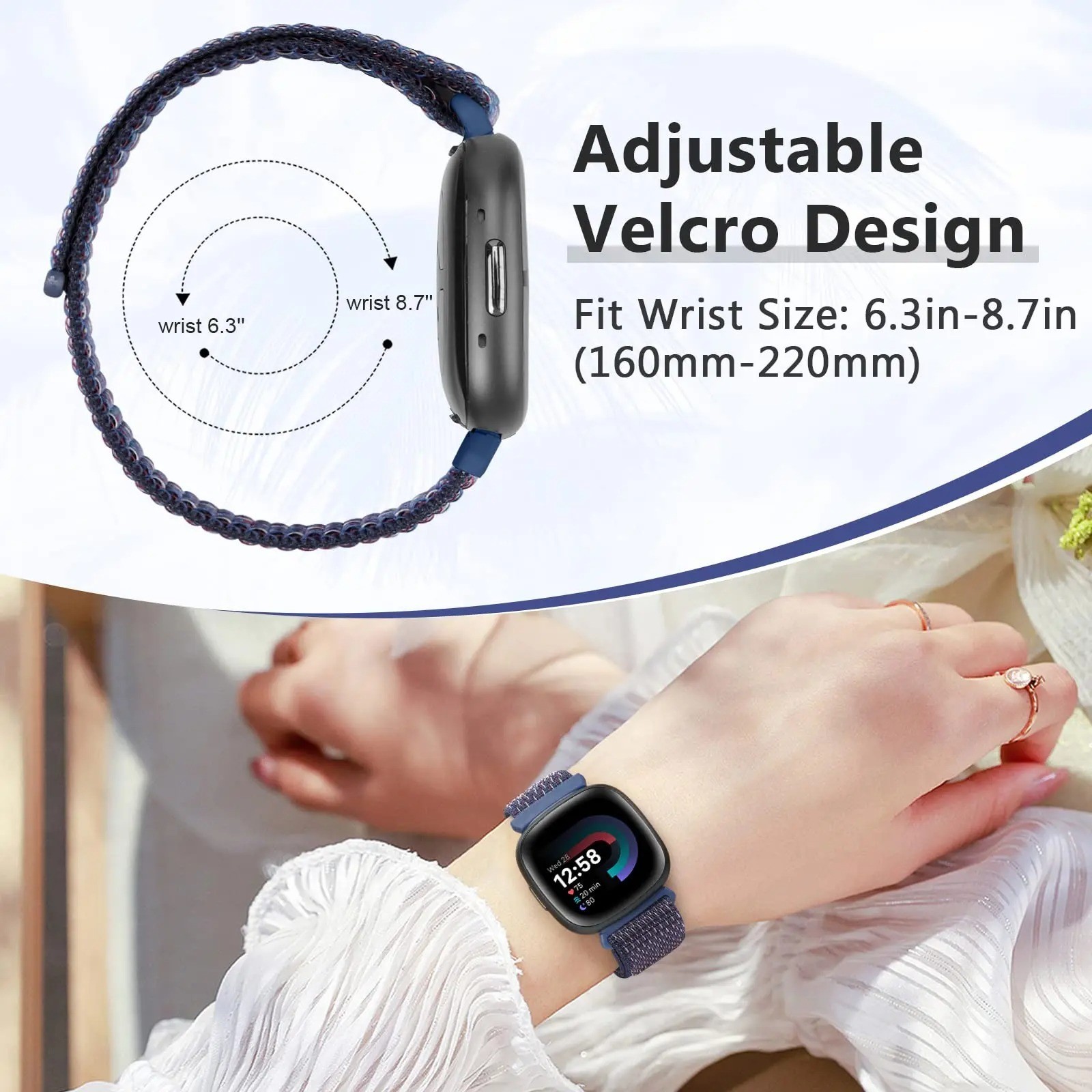 Woven Nylon Strap Sport Wristband Watch Band For Fitbit Versa 4 /3