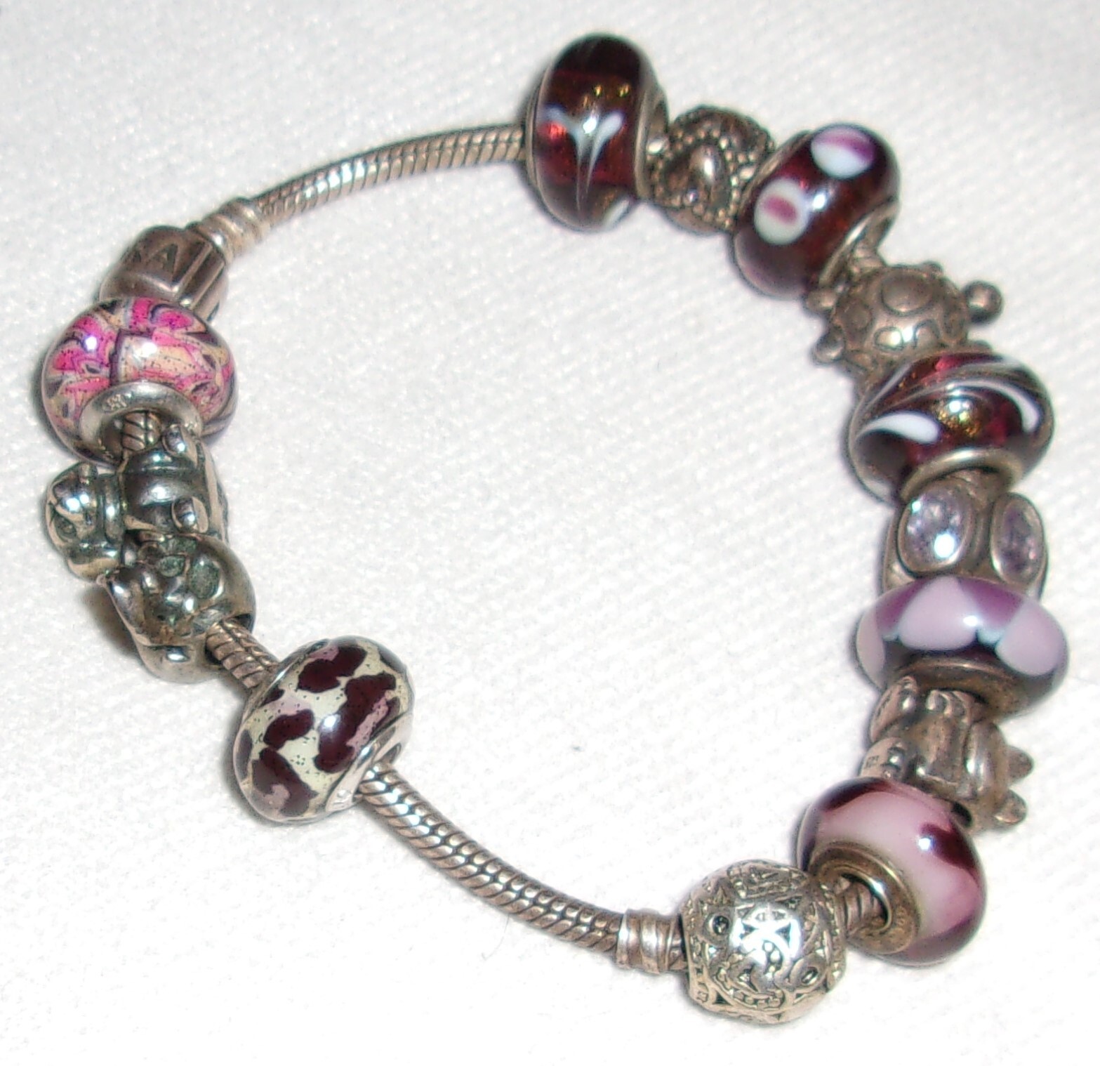 Sterling Silver Pandora 14 Charms Bracelet 7.5″inch Long