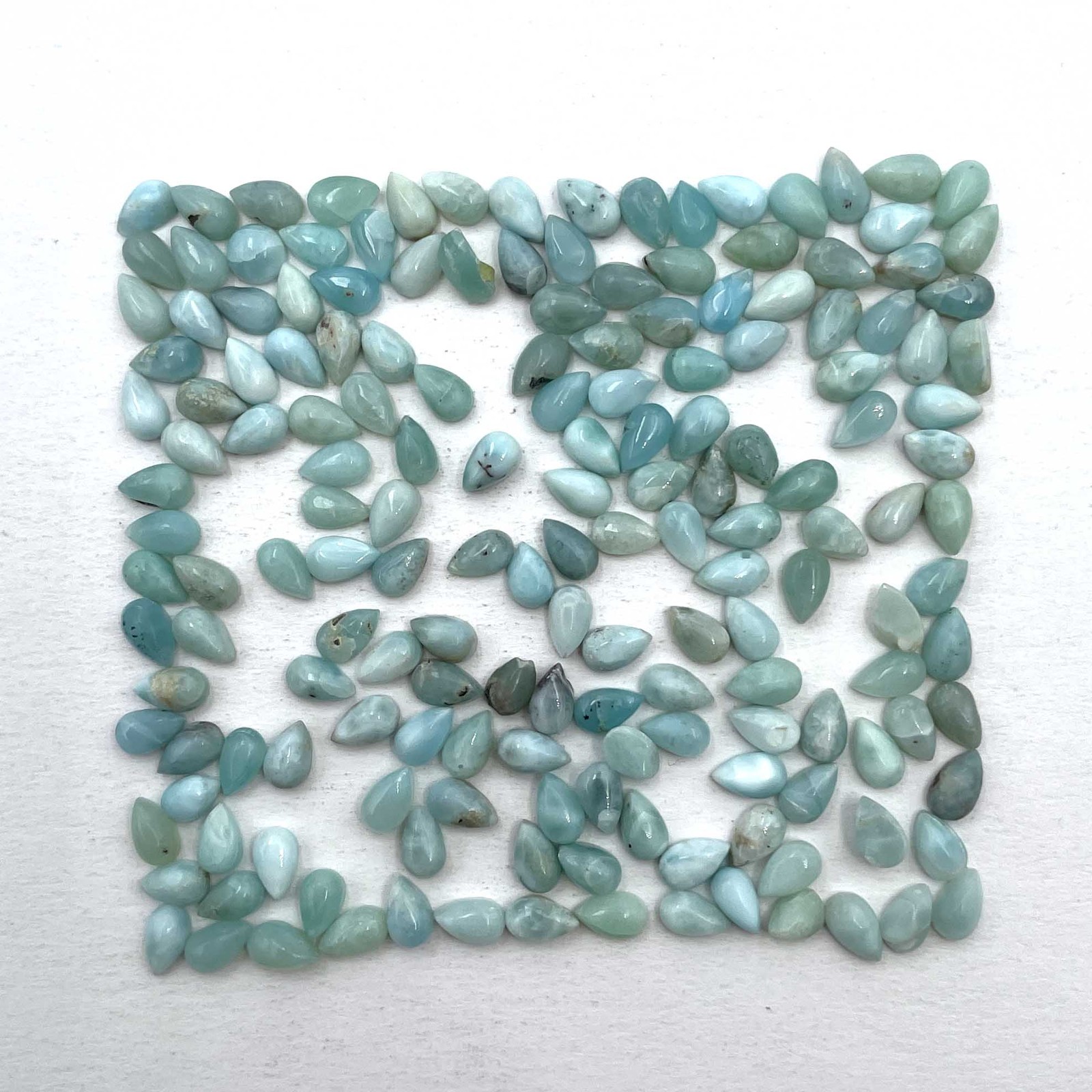 Natural Larimar Pear Cabochon Loose Gemstone Lot 162 Pcs 3*5 MM 50 CT