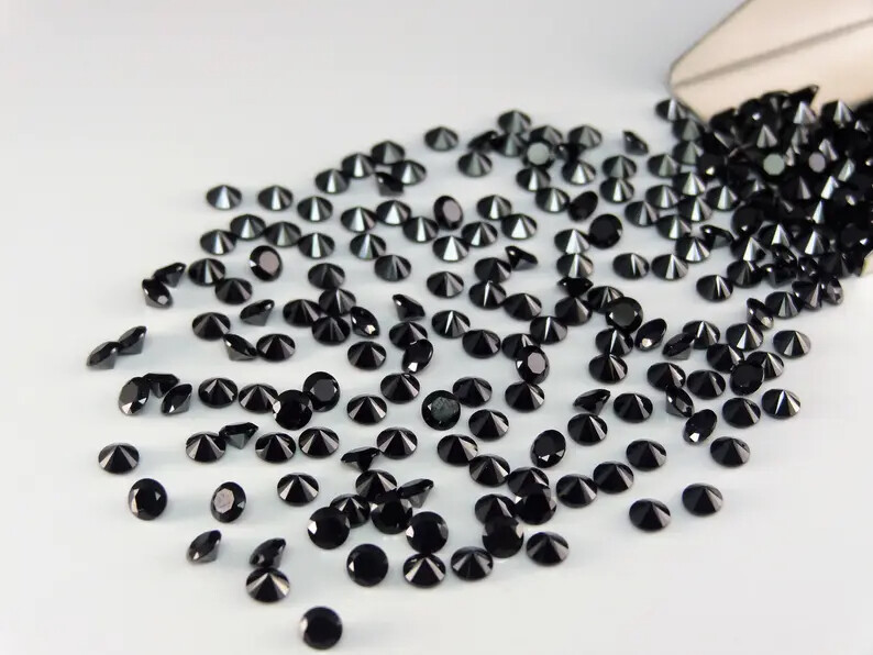Natural Black Spinal 1mm Round Faceted Calibrated Size Loose Gemstone 25 Pcs