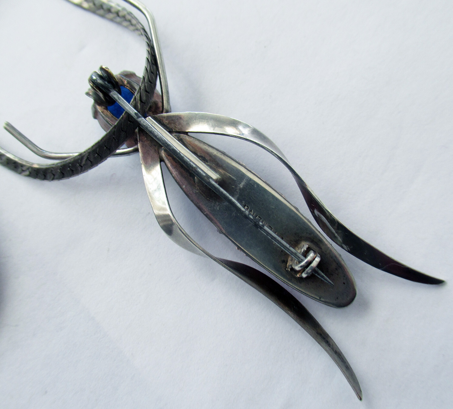 2 1/2 INCHES UNIQUE STERLING INSECT PENDANT w ART GLASS