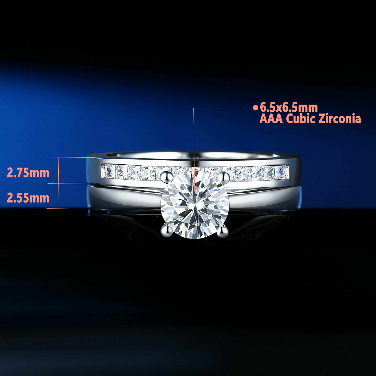 1 Carat Silver Bridal Set Engagement Promise Wedding Ring Sets Womens Jewelry