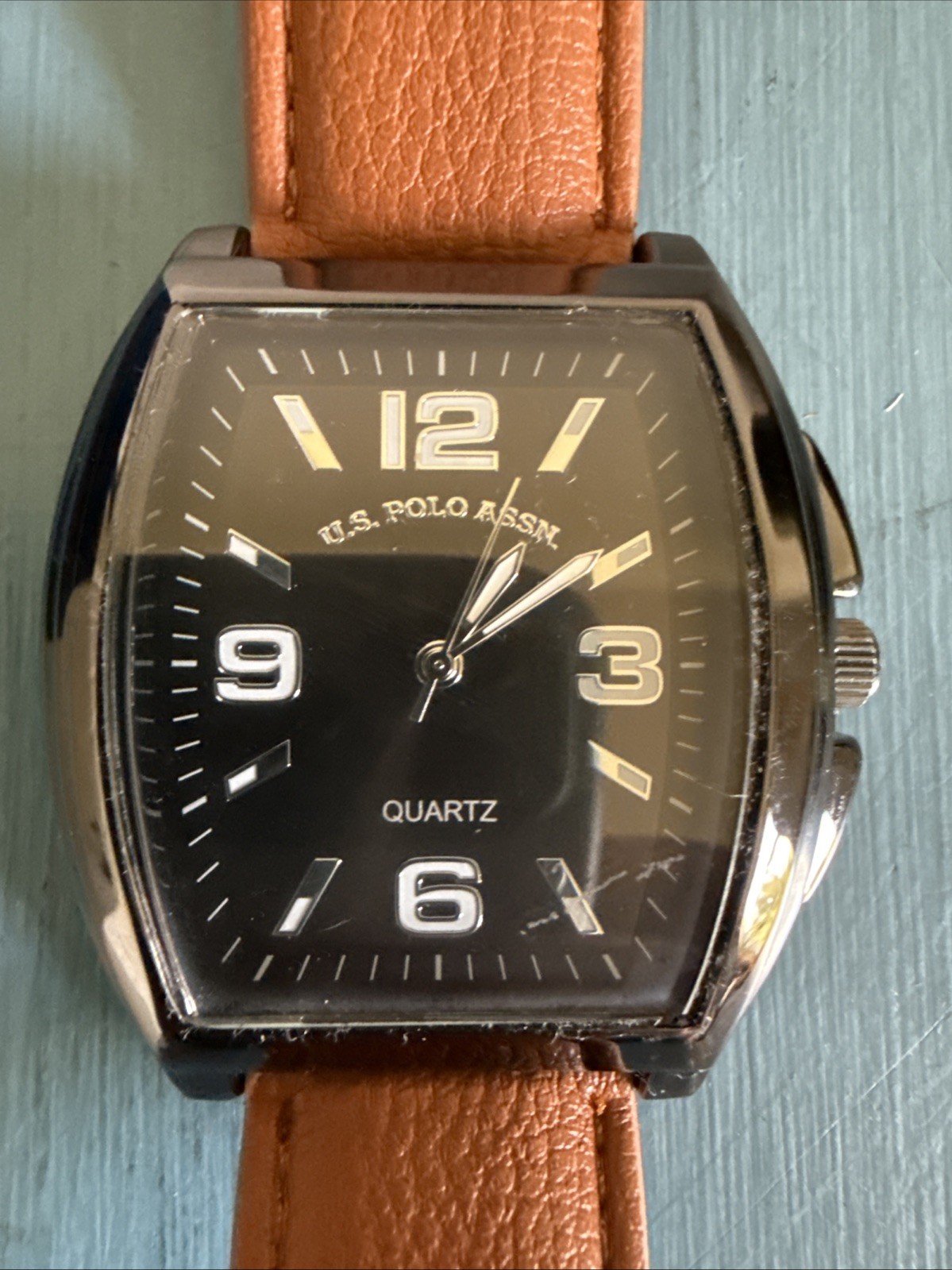 U.S. Polo Assn. Quartz SR626SW Stainless Steel Wrist Watch for Men Leather Band
