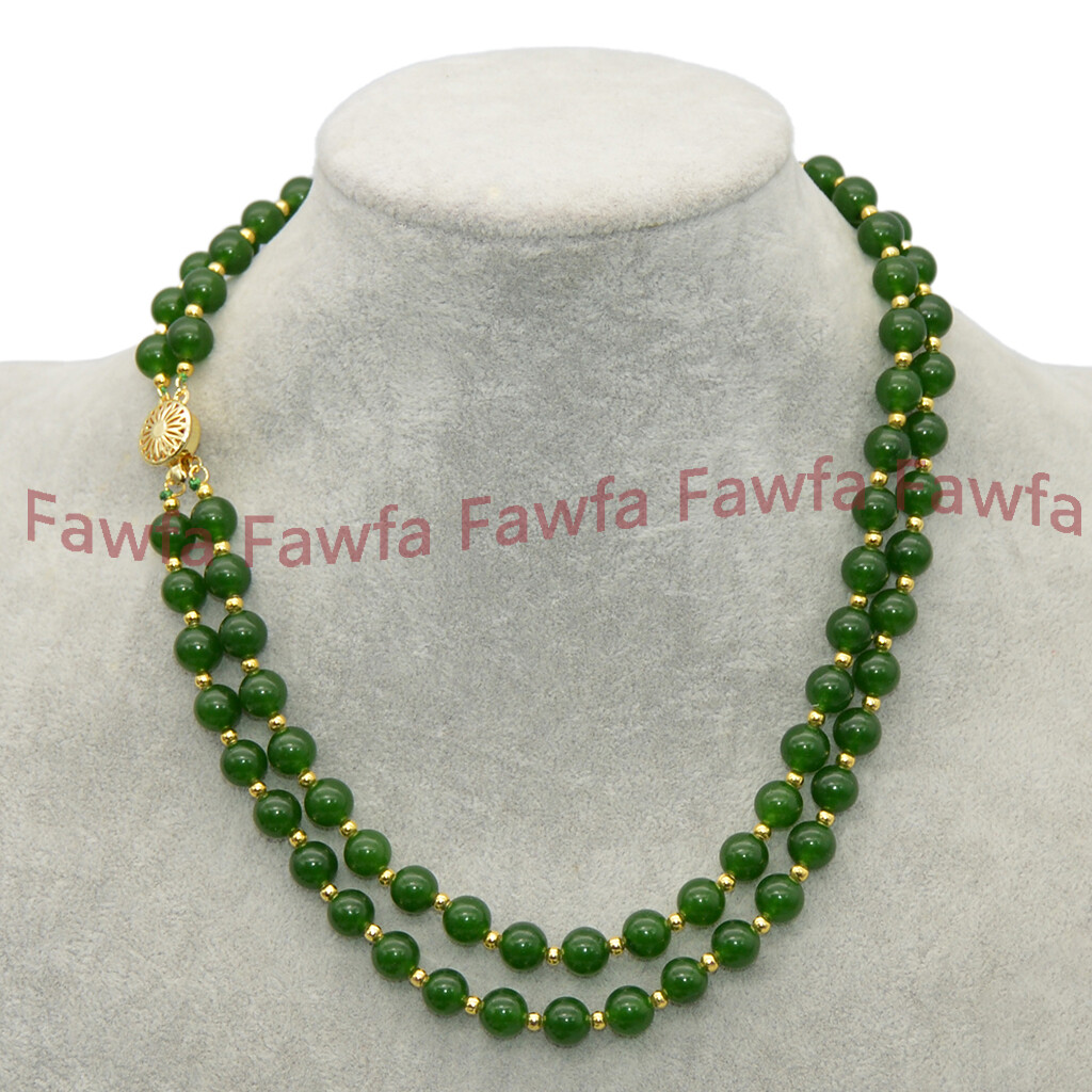 Natural 2 Rows 6/8/10/12mm Multicolor Jade Gemstone Round Beads Jewelry Necklace