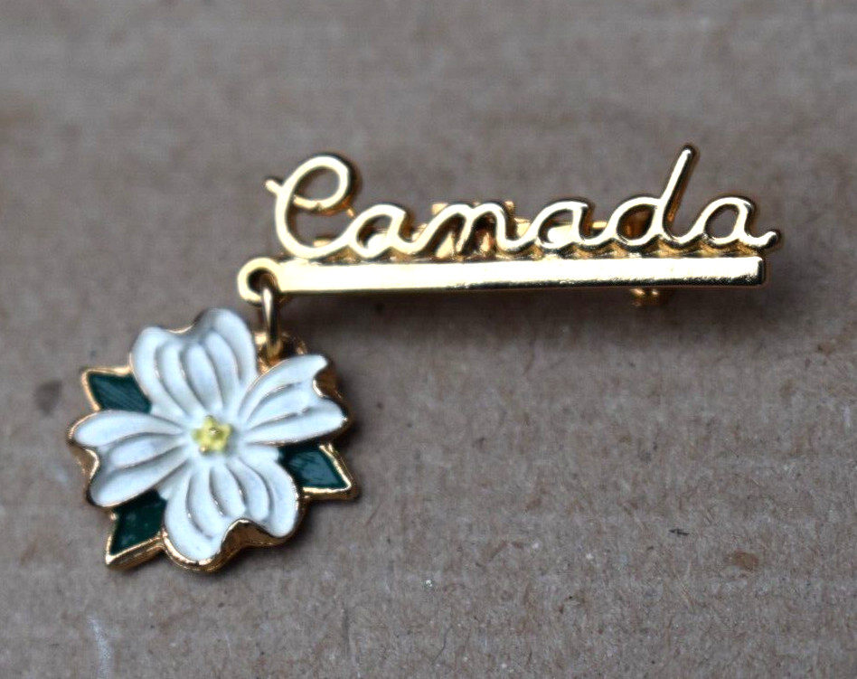 DOGWOOD FLOWER B.C. CANADA GOLDTONE NEW BROOCH LP3