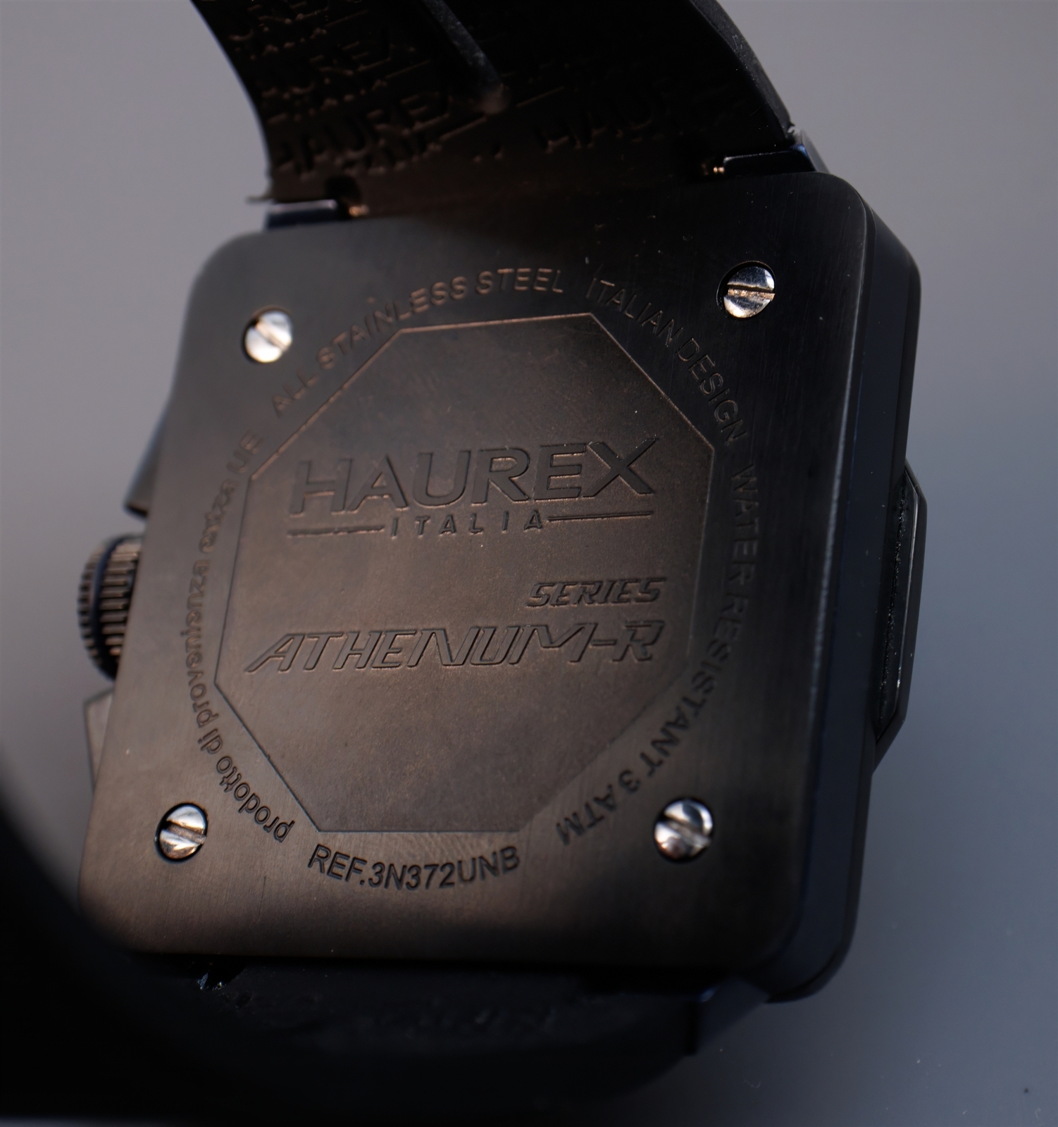 Haurex Athenium-R Square Chronograph Watch Blue /Black Fume Dial 3N372UNB