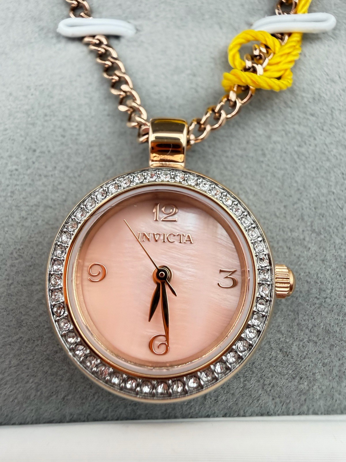 49933-Invicta Mini Angel Necklace Watch With Mother Of Pearl. Rose Gold. 22.5mm