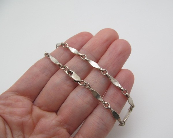 925 Sterling Silver Tapered Barleycorn 3.50mm Bar Chain Link Bracelet 8.25 In