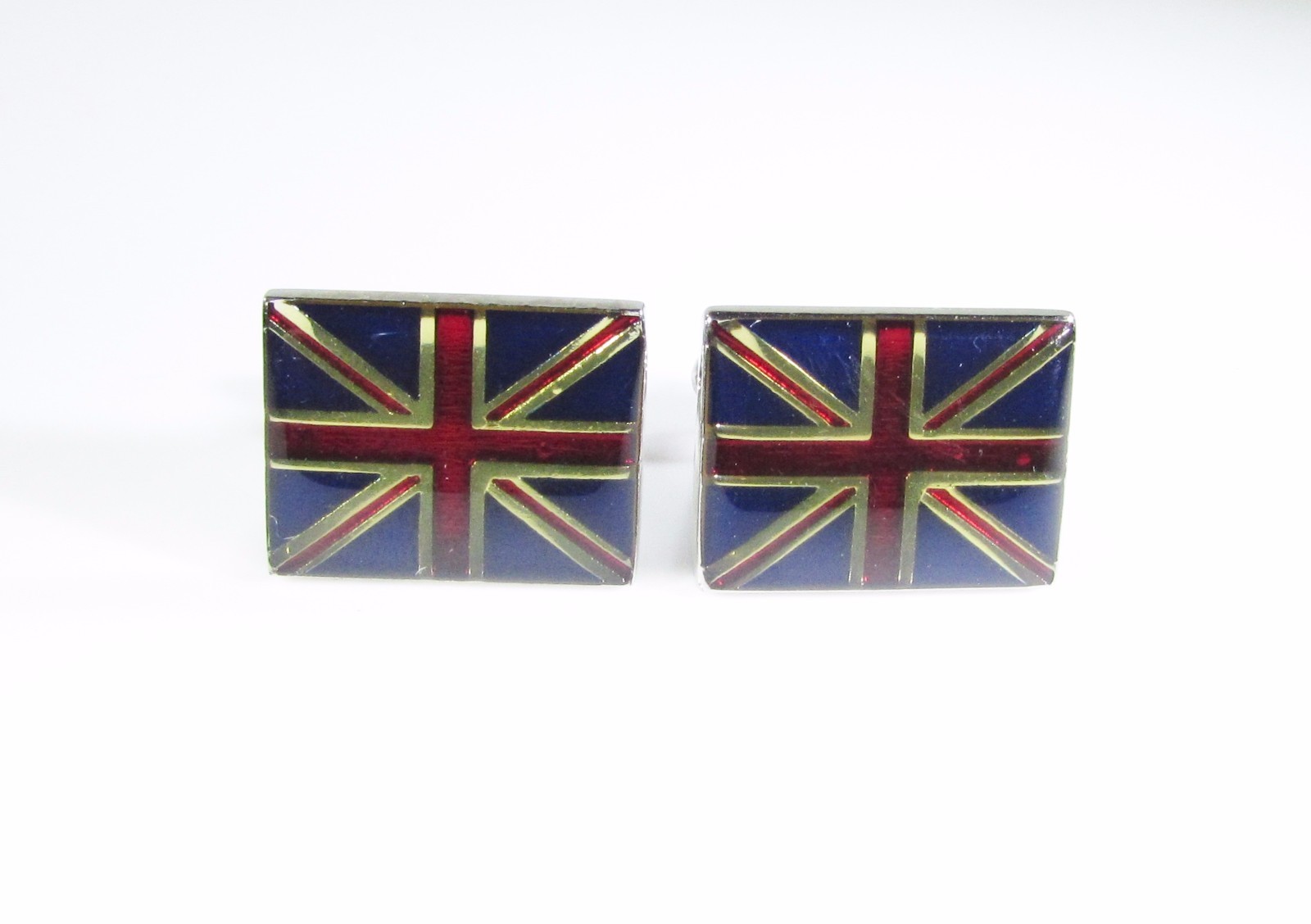 Silver Tone Cufflinks with United Kingdom Flag