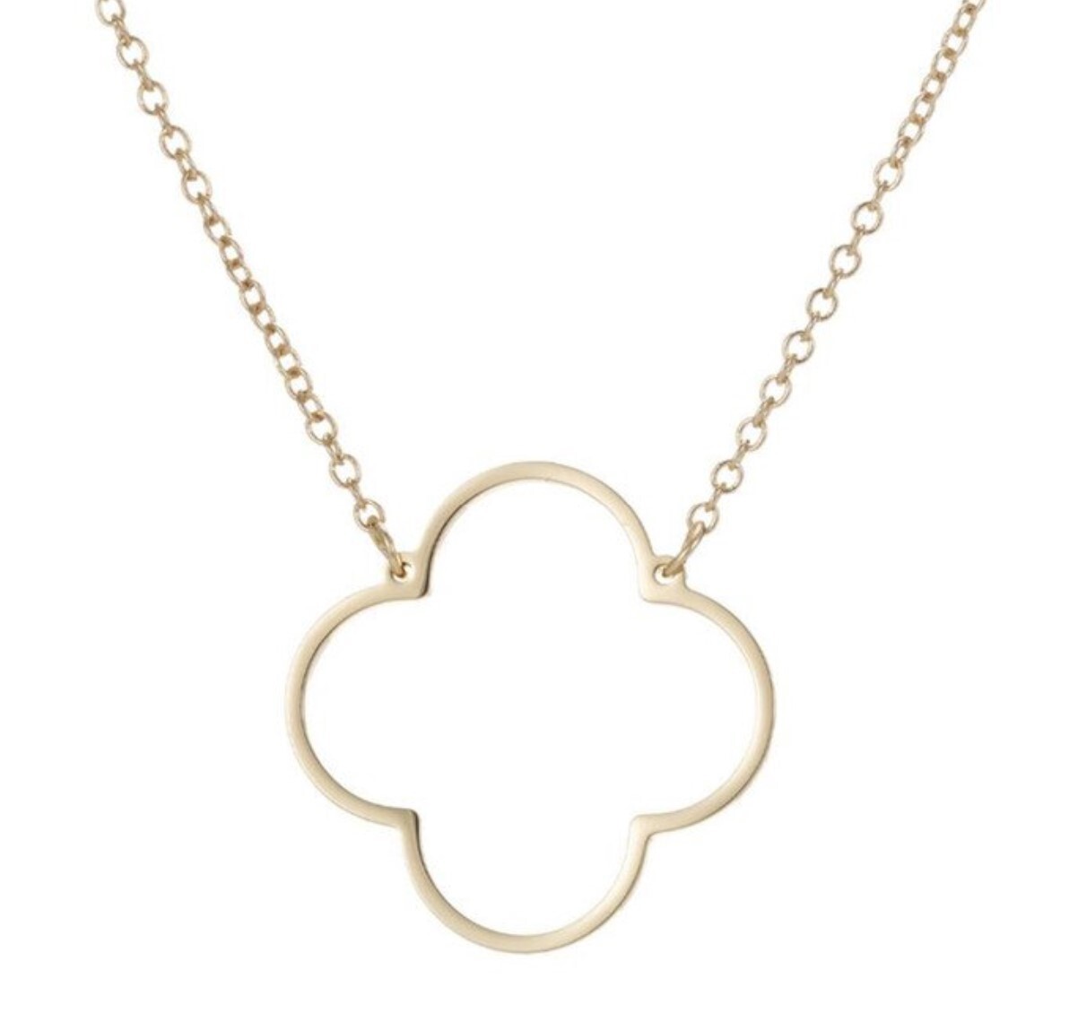 Gold Stainless Steel clover ( 1 inch diameter) necklace + 45 cm (17.7 in)chain