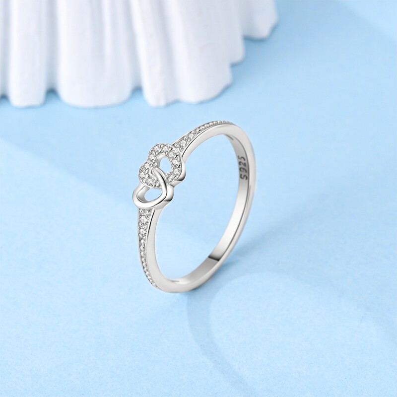 MULA S925 Sterling Silver Finger Ring AAA CZ Entangled Love For Women Jewelry