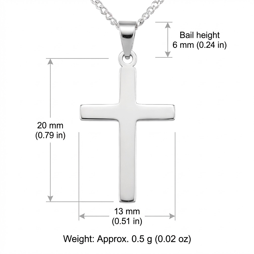 Sterling silver plain Cross pendant necklace with 18 inch chain and gift box