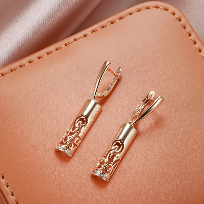 Elegant earrings drop earrings 585 RG rose gold rose gold with zircon very elegant 4.2g
