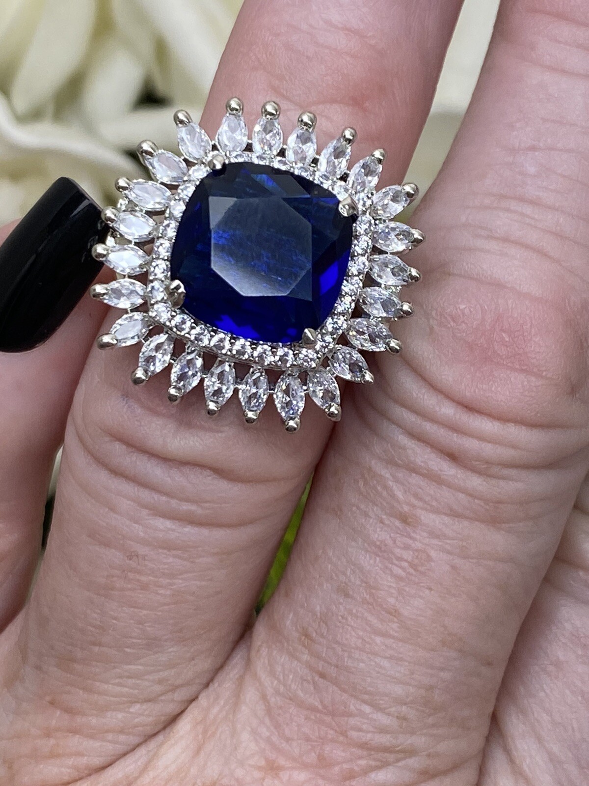 💝925 Silver, CZ & Sapphire Necklace, Earrings, Bracelet & Ring, Size