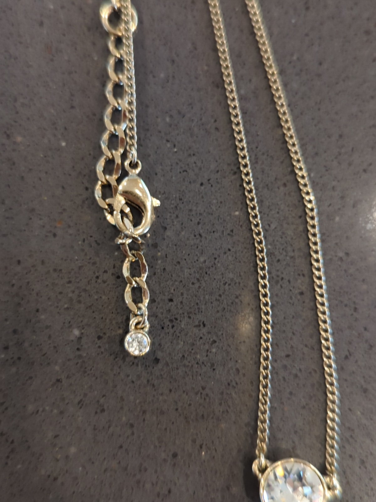 Givenchy Necklace Gold Tone Single Clear Stone Beautiful! K88