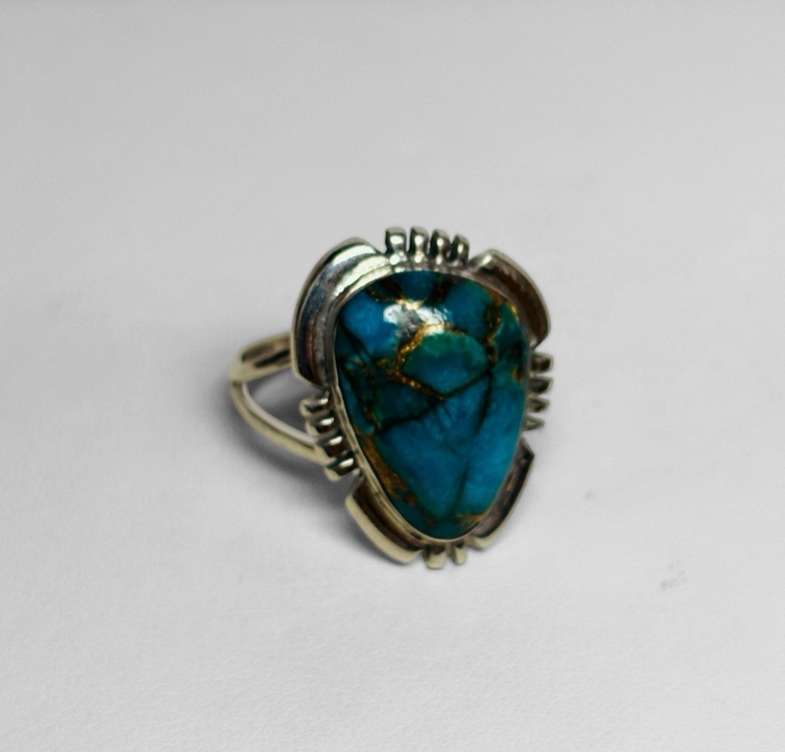 T Philippines Sterling 925 Silver Copper Turquoise Ring Sz 7 – .13