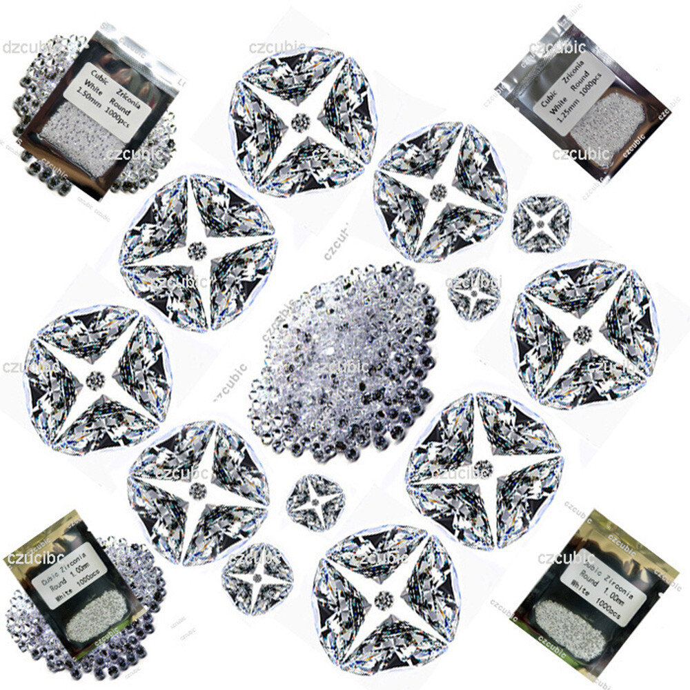 1000 PCS ROUND CUBIC ZIRCONIA/CZ STONES 5A QUALITY 0.70 – 3.00 MM SHIP IN US NO8
