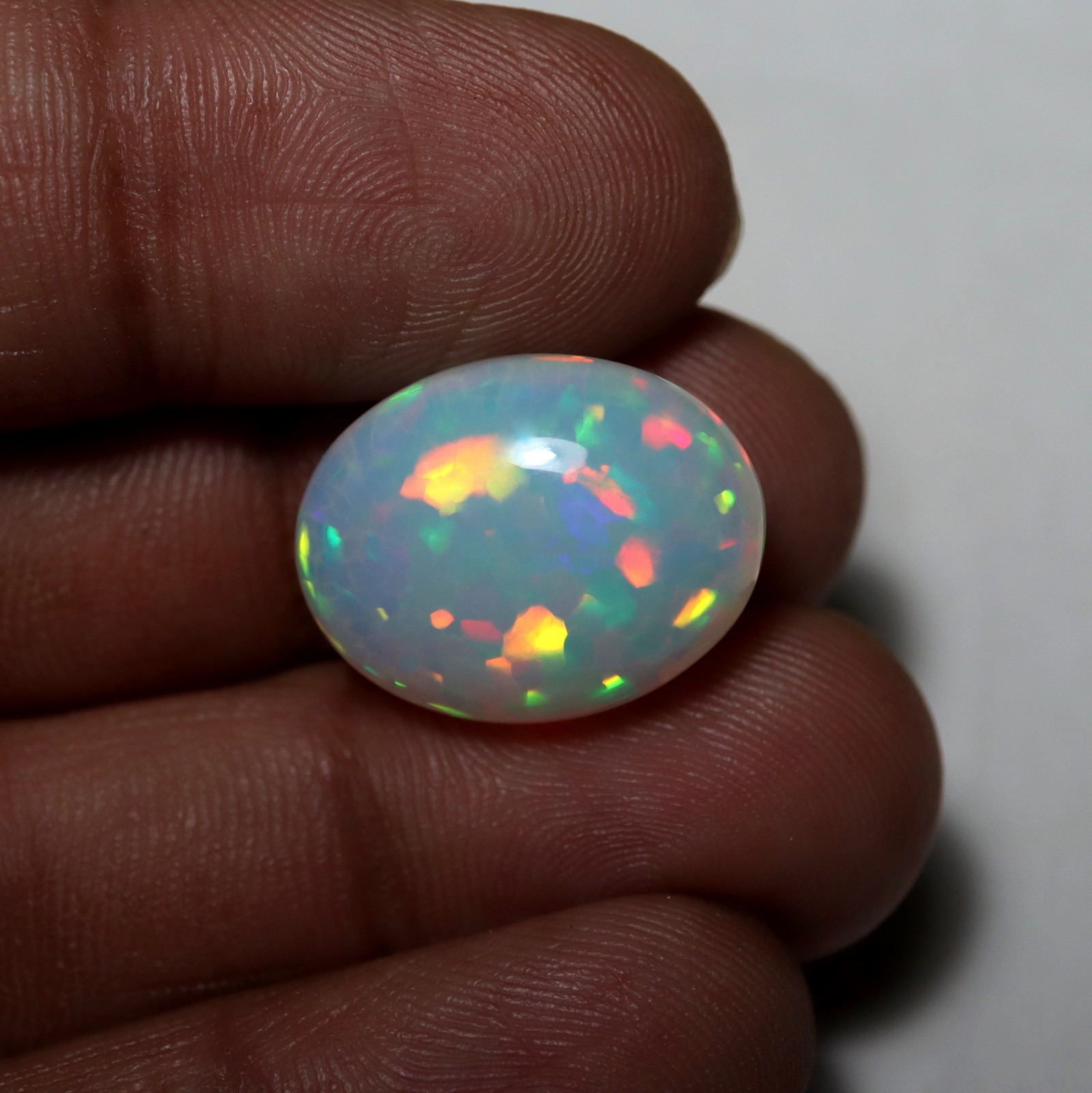 14.9 Cts 19.7×15.2 MM Natural AAAA Multi Fire Ethiopian Opal Oval Shape Cabochon