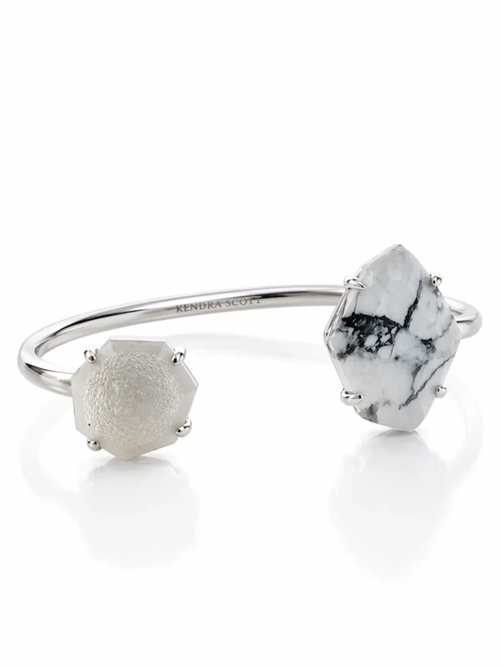 KENDRA SCOTT Silver Cynthia White Mix Stone Cuff Bracelet.