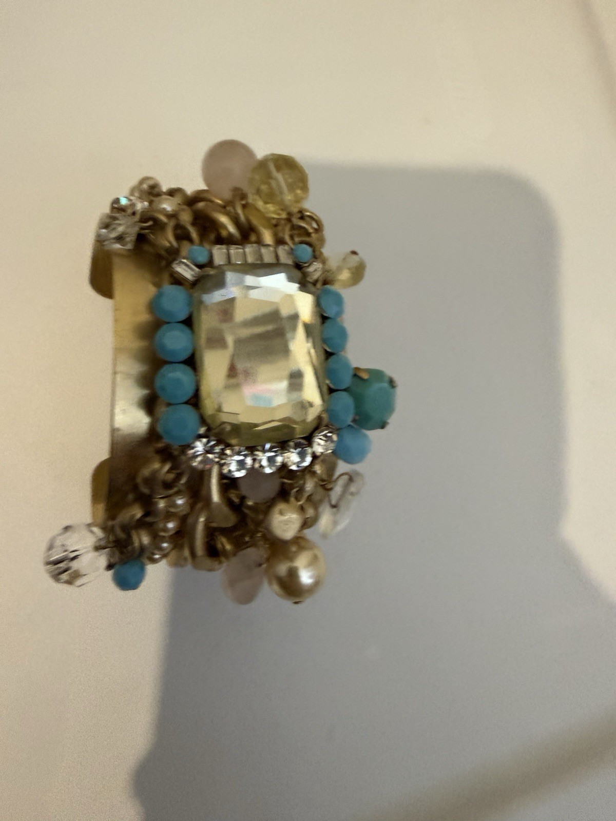 Bohemian CAROLEE GOLD TONE/GOLD CHAIN W/ BEADED CHARM CUFF BRACELET- JL97