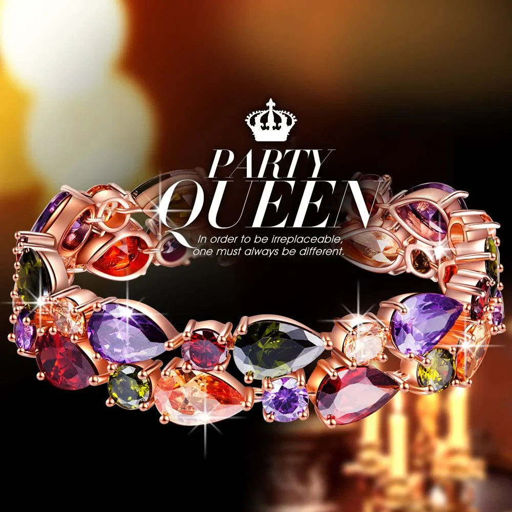 ‘QIANSE ”Mona Lisa Multicolor Bracelets, Rose Gold Plated Bracelet for Women, P