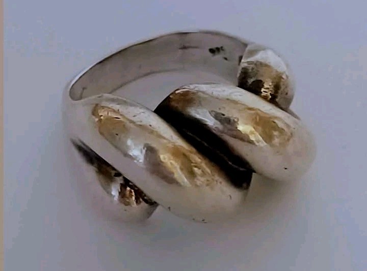Sterling Silver MCM Modernist Puffy Wave Ring Size 6.75 Retro Heavy 10.7 Grms
