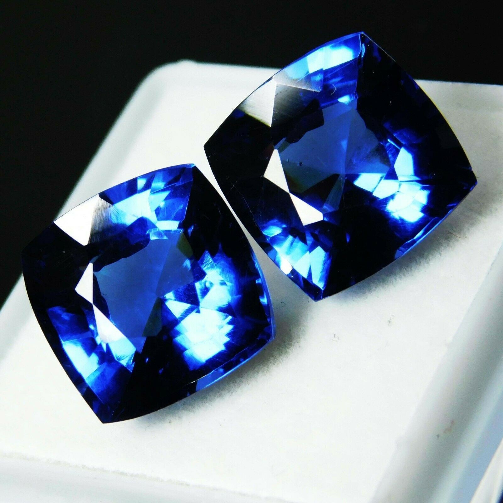 16 Ct NATURAL Tanzanite Certified Gemstone Loose BLUE Square CUSHION Shape Pair