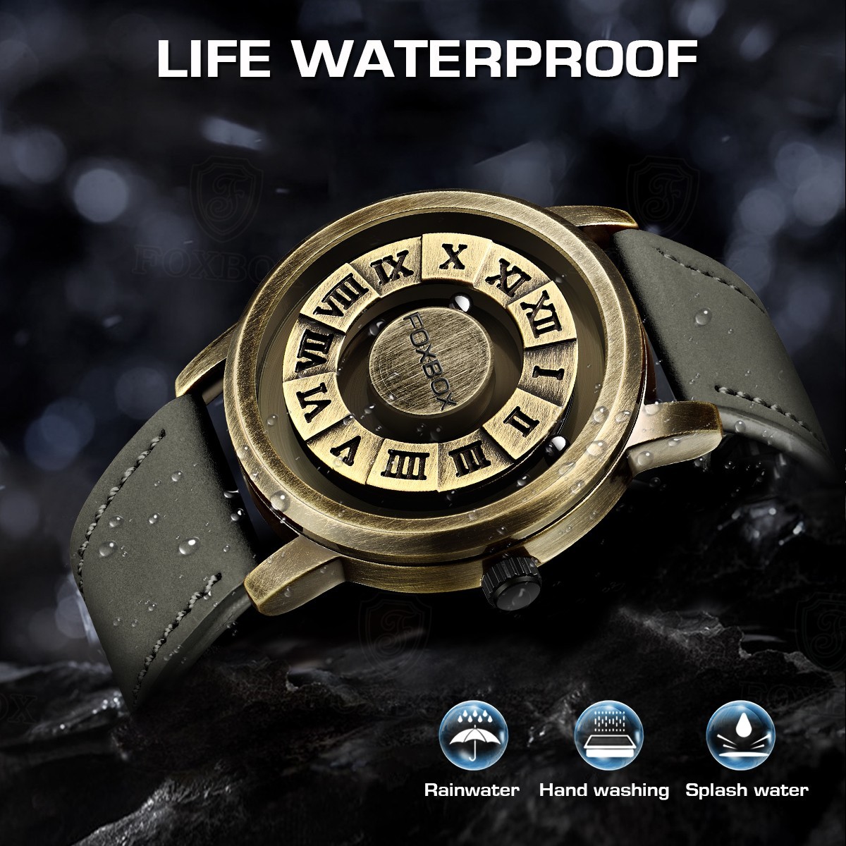 LIGE FOXBOX Men Watches Quartz Scrolling Bead Magne Waterproof Cool Wristwatch