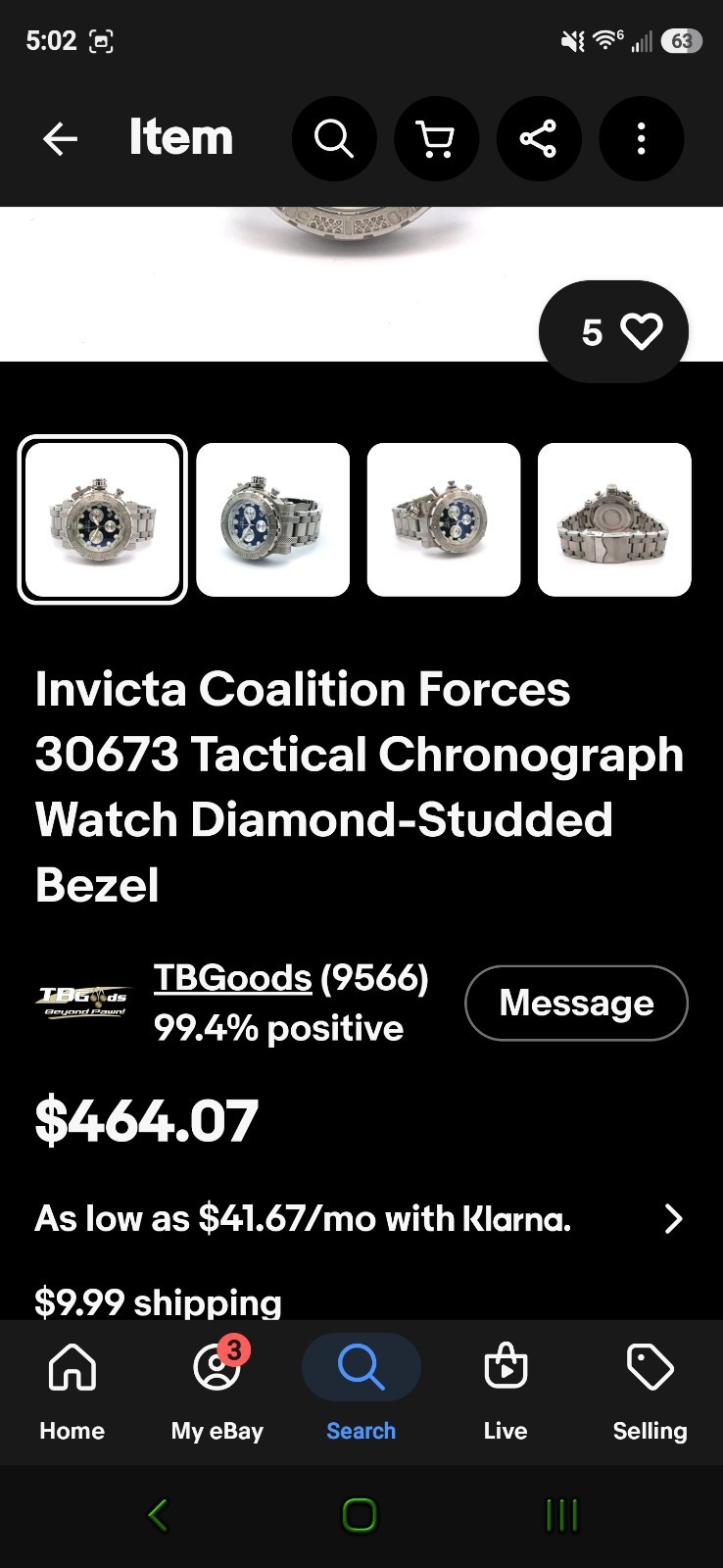 Invicta Coalition Forces 30673 Tactical Chronograph Watch Diamond-Studded Bezel