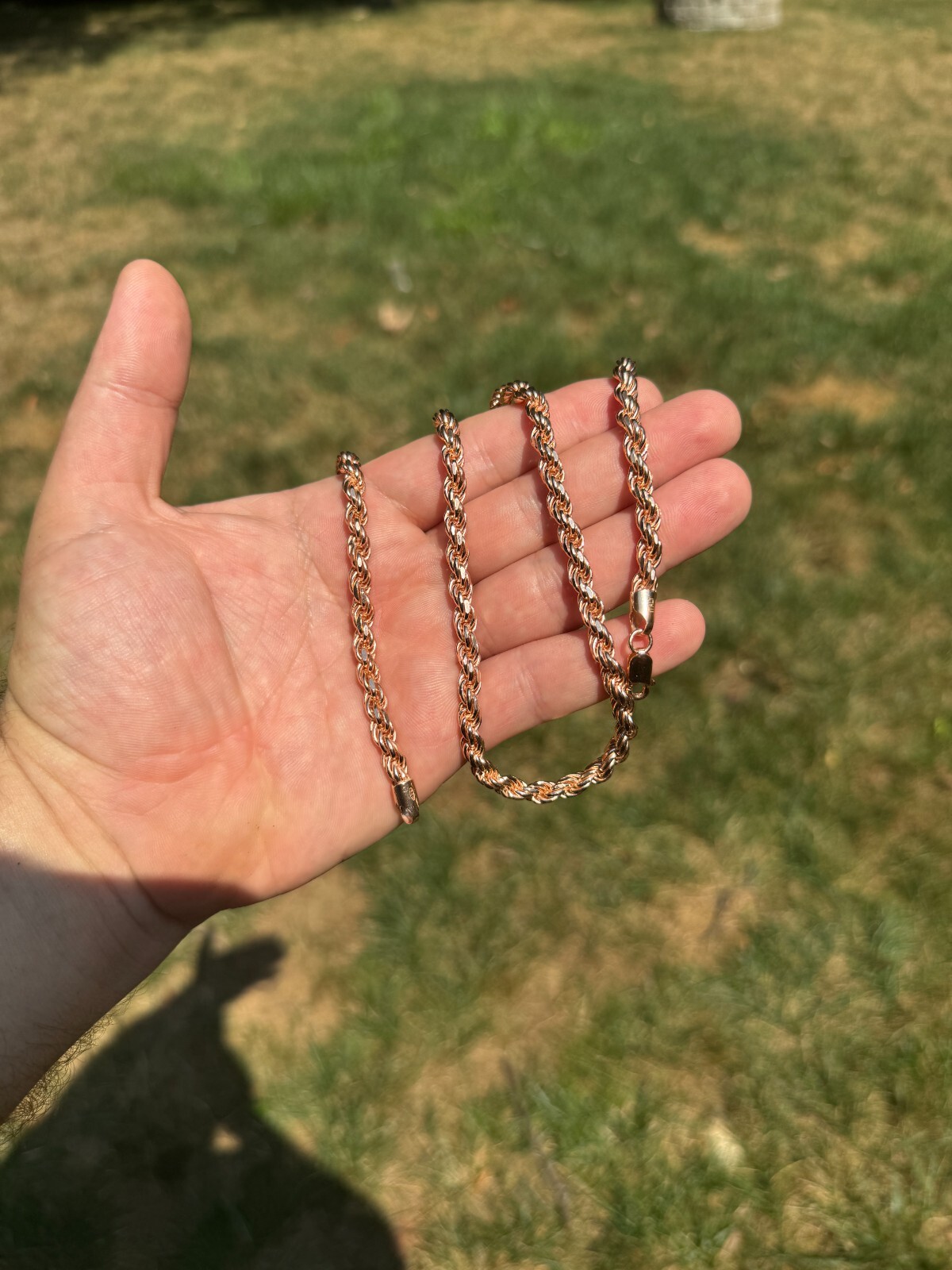 Real 14k Rose Gold Over Solid 925 Silver Rope Chain 1.5-6mm Necklace Mens Ladies