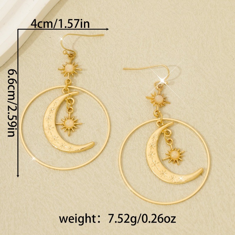 Women’s Moon and Star Pendant Earrings Elegant Fashionable Alloy Perfect Gift