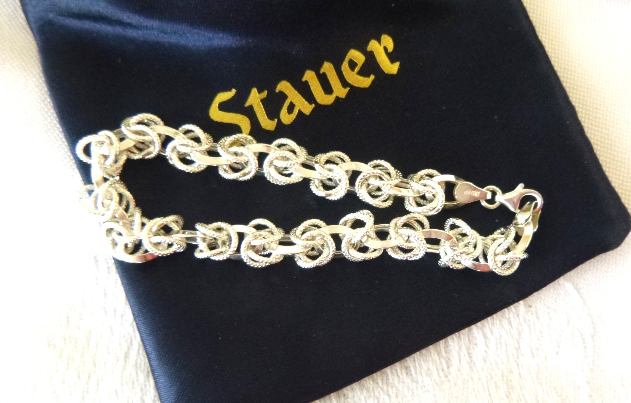 STAUER Textured Byzantine Cable Bracelet 7.25 In 925 Sterling Silver 7.4gr NWT