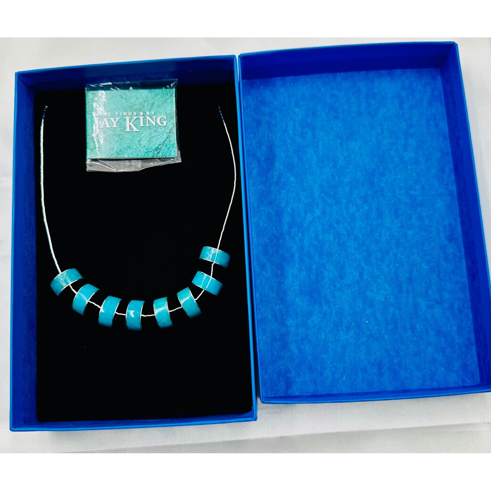 Jay King Desert Rose Trade Turquoise Sterling Silver Cylinder Bead Necklace *see