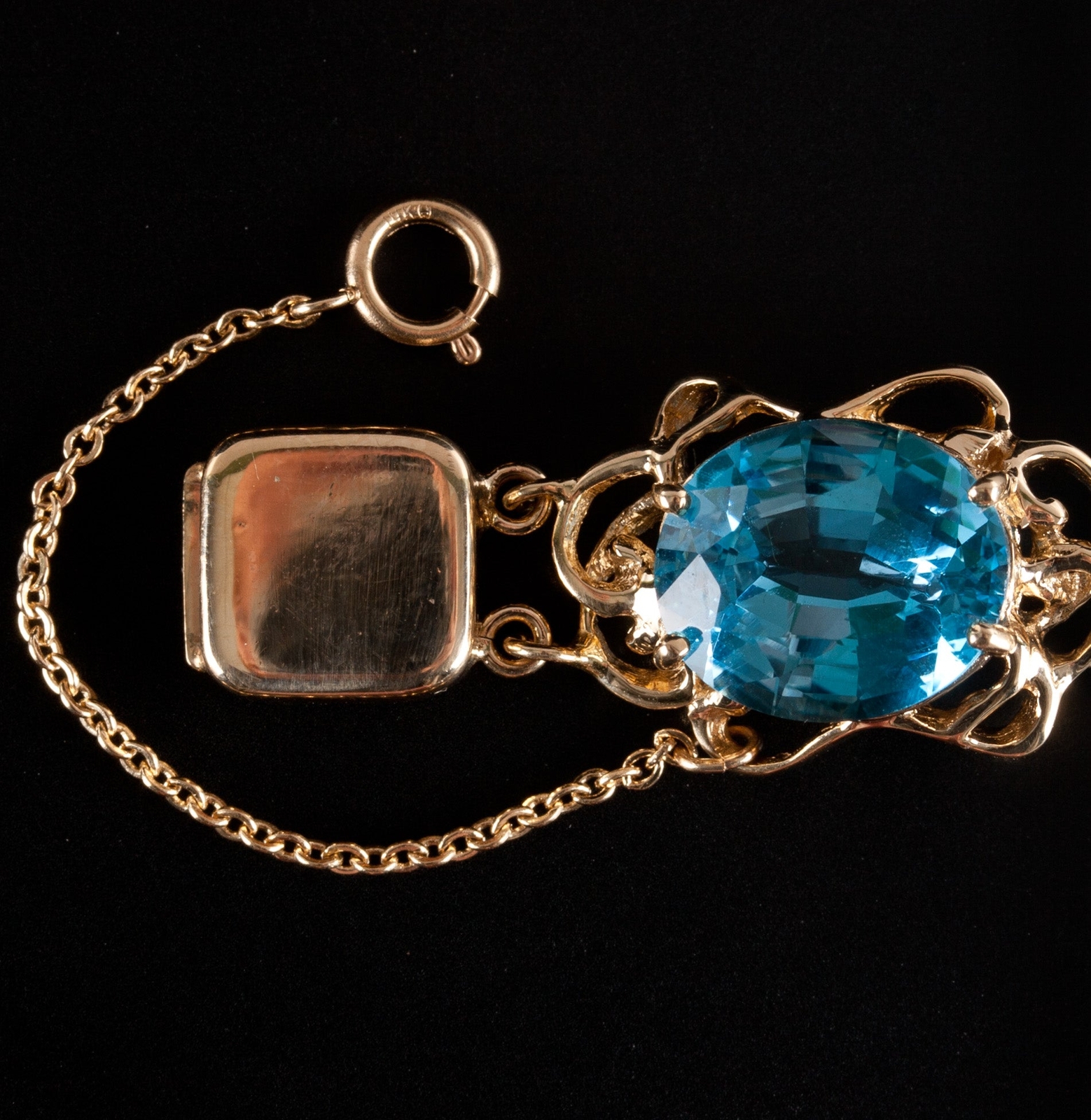 14k Yellow Gold Large Oval Swiss Blue Topaz Bracelet 42.0ctw 29.6g 6.5″ Length