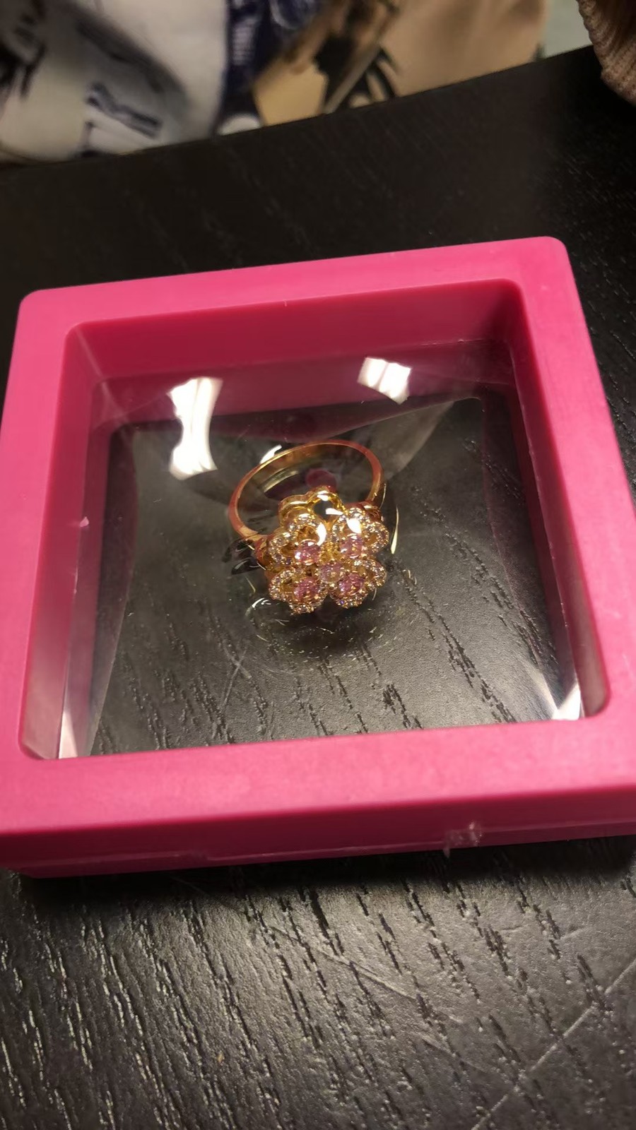 Golden Clover Spinner Ring – Adjustable Stainless Steel Fidget Jewelry with Zirc