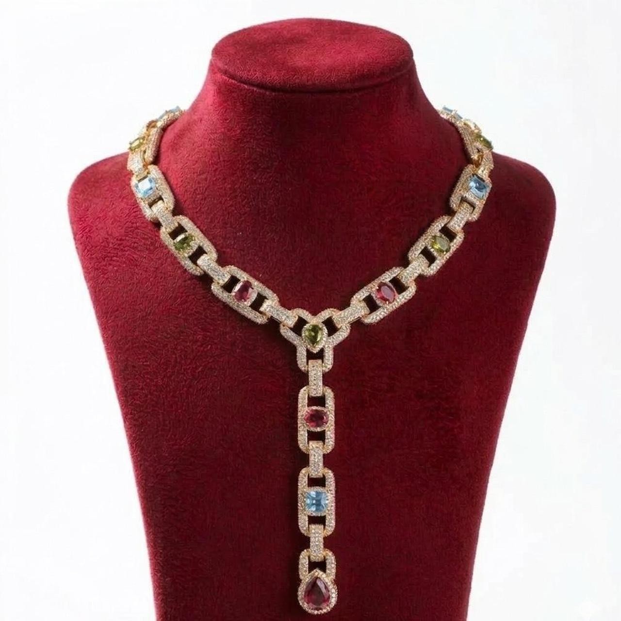 Gold Multi Coloured Necklace 19inch