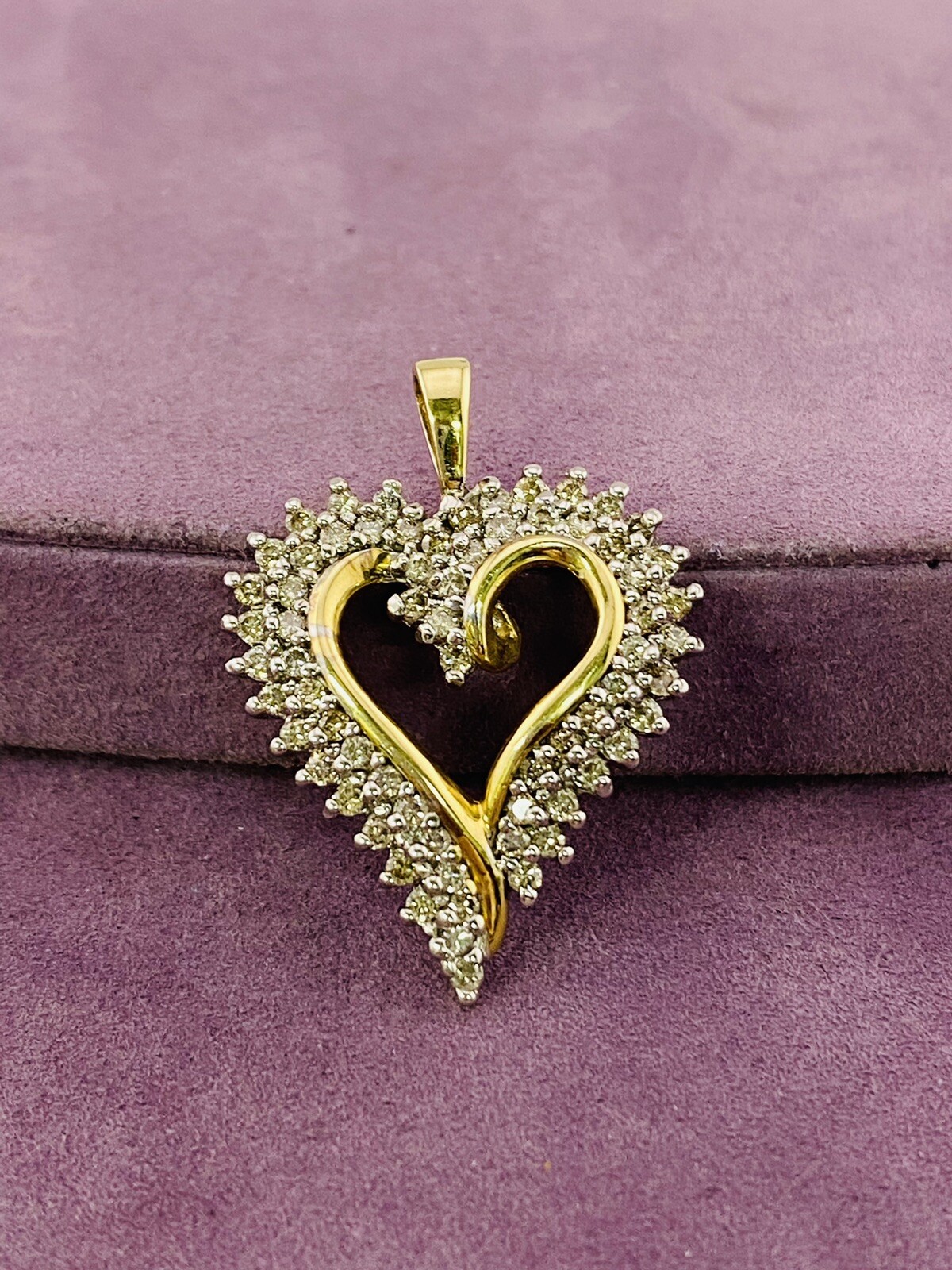 14kt Yellow Gold 1.0ctw SI2/I1, Top Light Brown Diamond Heart Pendant 990291-1