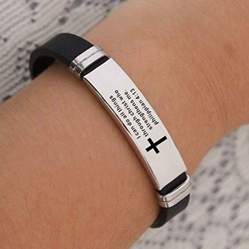 Inspirational Christian Cross Bracelet Bible Verse Bangle Religious Gift