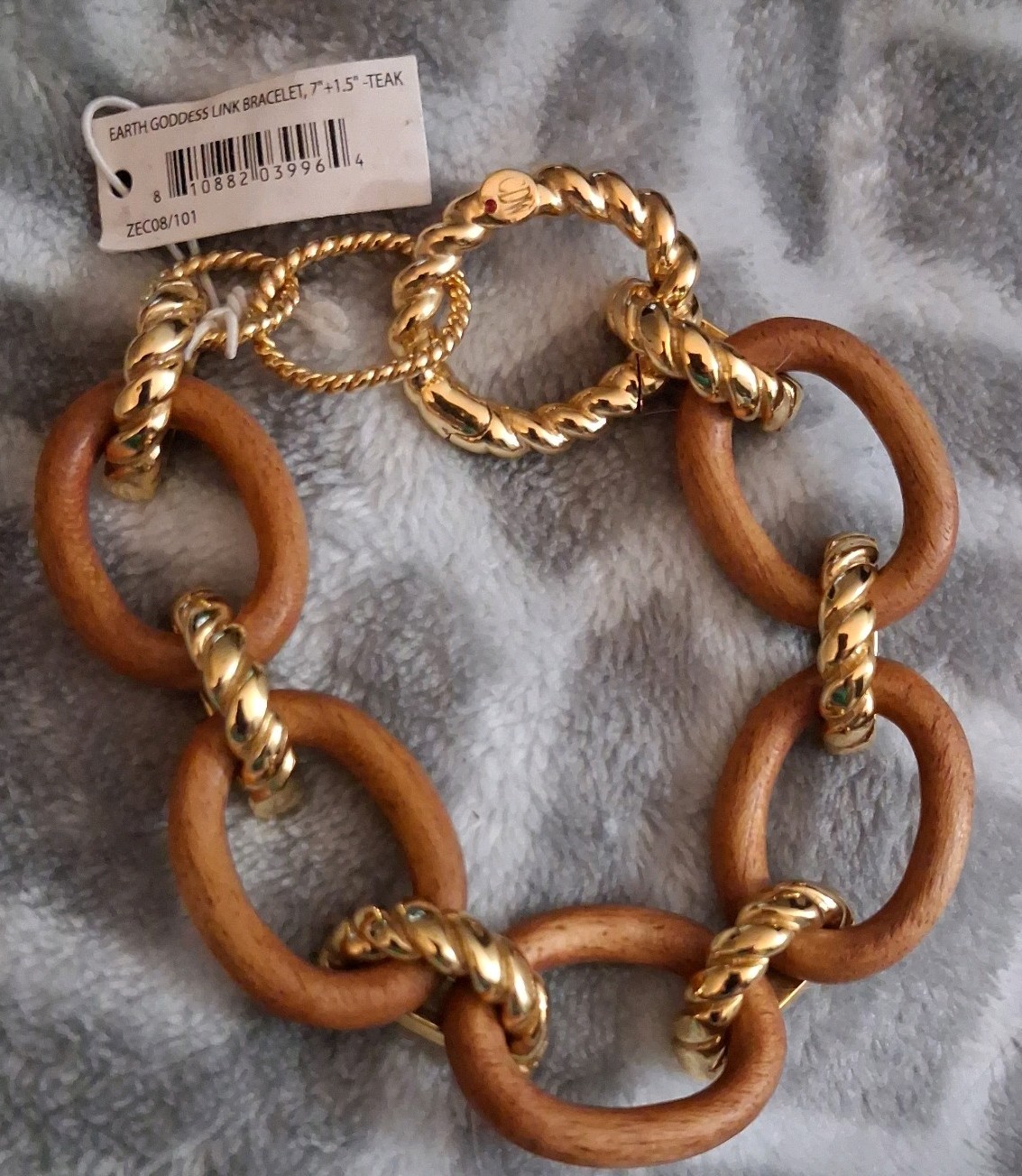 Capucine de Wulf Earth Goddess Teak Wood 18k Gold Plated Bracelet