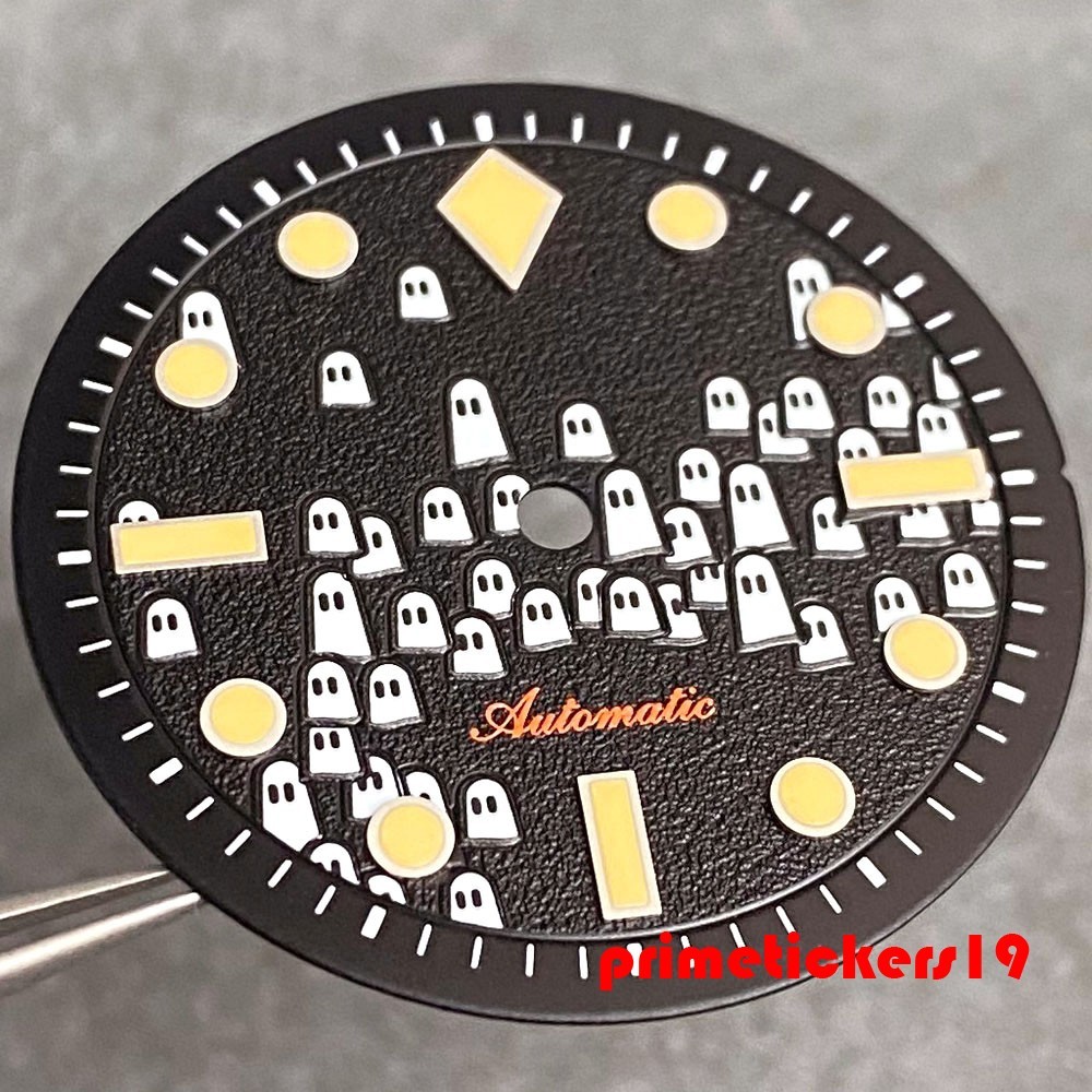 29mm Hallowmas Ghost Watch Dial Luminous Fit NH35 NH36 NH38 Movt Wristwatch Face