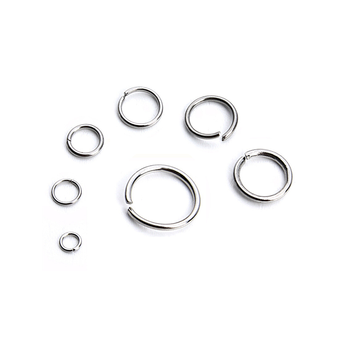 200pcs/lot Stainless Steel 3/4/5/6/7/8/10mm Open Jump Rings Connectors Findings