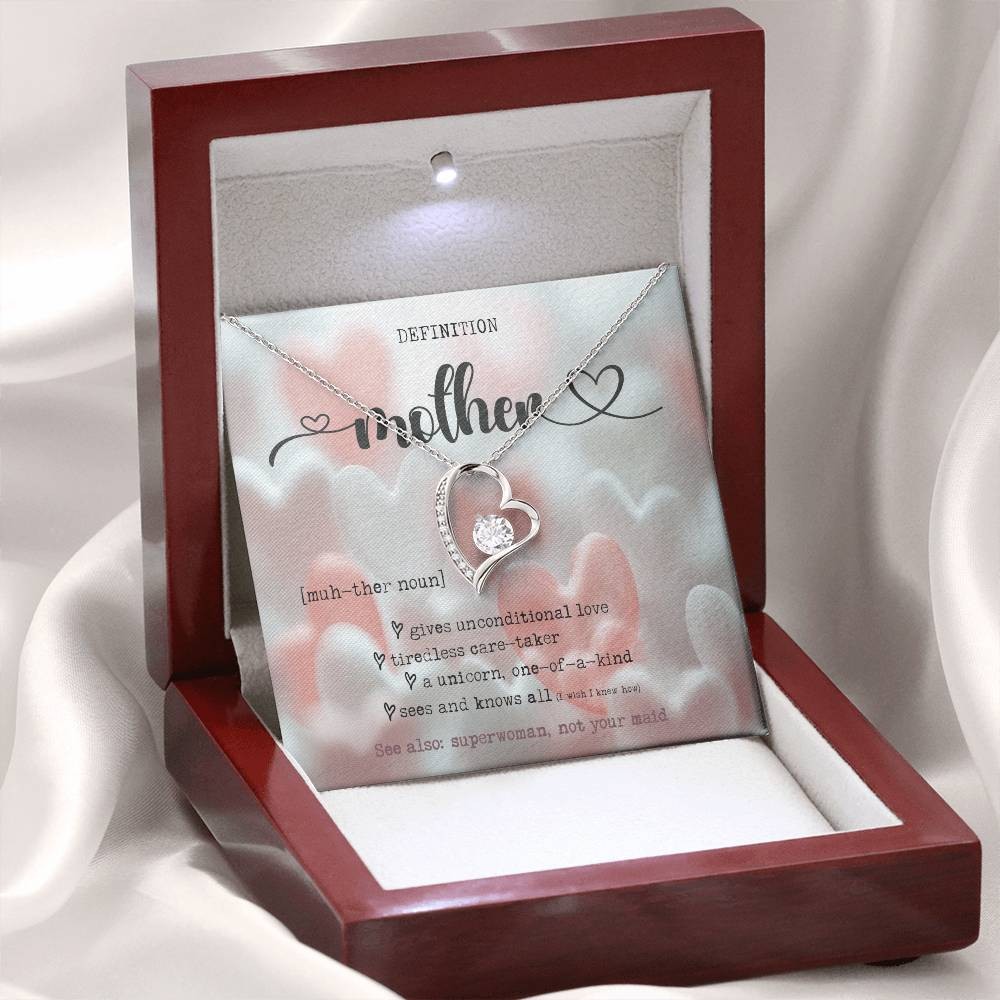 Definition of Mother – Mother’s Day Rose Pendant Necklace, Birthday Gift Wife